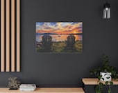 Lake Sunset Canvas Print, Two Adirondack Chairs Digital Art Print, Nature Wall Art, Canvas Wall Decor, in-room view (Bill Shew)