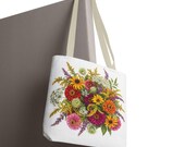Wildflower Bouquet Tote Bag | Colorful Floral Shoulder Bag (100% Polyester), alternate view (Bill Shew)
