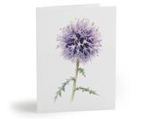 8 cards - Purple Globe Thistle Watercolor Card, Botanical Flower Illustration by Bill Shew