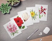 Watercolor Floral Note Cards, Assorted Bouquet Designss (Set of 5), in-room view (Bill Shew)