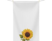 Sunflower Botanical Watercolor Tea Towel | Floral Kitchen Dish Towel by Bill Shew