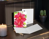 Red Mandevilla Watercolor Greeting Card, Tropical Floral Art, Blank Note Card, alternate view (Bill Shew)