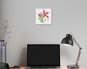 Red White Columbine Botanical Art Classic Stretched Canvas, in-room view (Bill Shew)