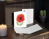 8 cards - Red Poppy Watercolor Botanical Card, Wildflower Floral Note (4.25" x 5.5"), alternate view (Bill Shew)