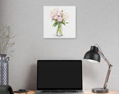 Pink Peony Bouquet Botanical Art Classic Stretched Canvas | Watercolor Floral Wall Decor, alternate view (Bill Shew)