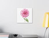 Pink Dahlia Botanical Art Classic Stretched Canvas | Floral Wall Decor, detail view (Bill Shew)