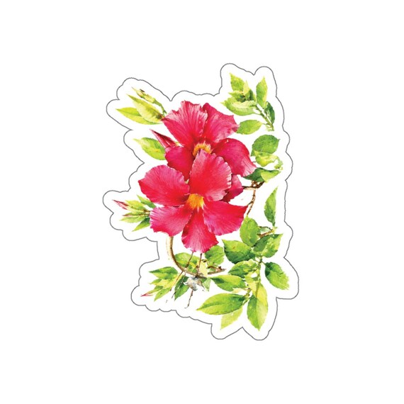 Red Mandevilla Sticker, Mandevilla Flower Sticker, Tropical Floral Sticker by Bill Shew