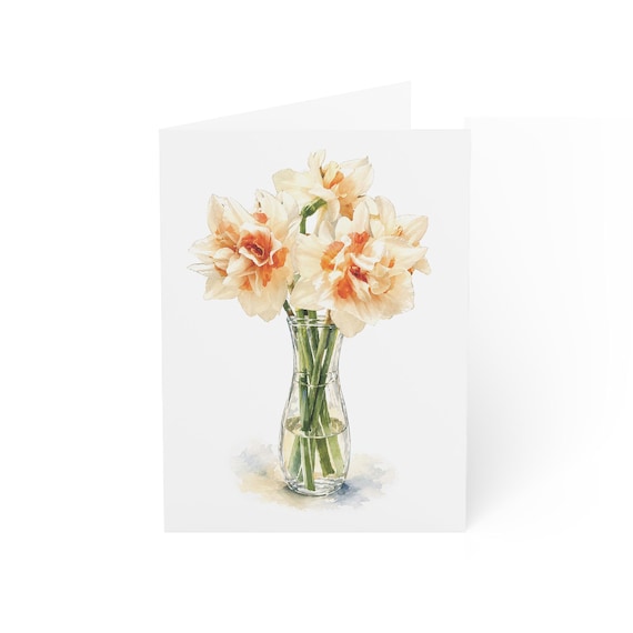 Daffodil Bouquet Greeting Card, Digital Art Print, Botanical Card, Blank Inside for Any Occasion, Bill Shew wall art print