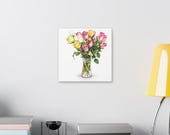 Multicolor Rose Bouquet Botanical Art Classic Stretched Canvas, detail view (Bill Shew)
