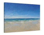 Minimalist Beach Canvas Print, Blue Sky Ocean, Coastal Wall Art (Digital Art), detail view (Bill Shew)
