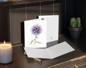 8 cards - Purple Globe Thistle Watercolor Card, Botanical Flower Illustration, alternate view (Bill Shew)