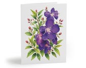 Purple Princess Flower Botanical Watercolor Cards – Garden Lover Note (Pack of 8) by Bill Shew