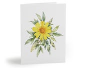 Yellow Coreopsis Watercolor Greeting Card – Botanical Wildflower Art (8 Pack) by Bill Shew