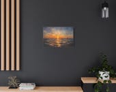 Sunset Seascape Canvas | Matte Stretched Wall Art, in-room view (Bill Shew)