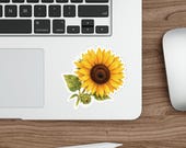 Sunflower Sticker, Botanical Sunflower Flower Sticker, Yellow Floral Sticker, detail view (Bill Shew)