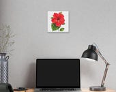 Red Hibiscus Botanical Art Classic Stretched Canvas | Floral Wall Decor, in-room view (Bill Shew)