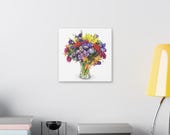 Colorful Wildflower Bouquet Botanical Art Classic Stretched Canvas, detail view (Bill Shew)