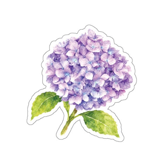 Purple Hydrangea Sticker, Hydrangea Flower Die Cut Sticker, Lavender Floral Sticker by Bill Shew