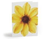 Chocolate Flower Botanical Watercolor Greeting Card, Yellow Wildflower Art by Bill Shew