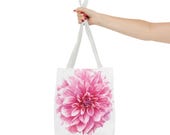 Gazania Watercolor Tote Bag, Botanical Floral Canvas Bag, Orange Yellow Flower Tote, detail view (Bill Shew)