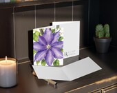 Purple Clematis Watercolor Greeting Card, Botanical Floral Illustration (Blank Note Card), alternate view (Bill Shew)