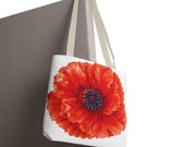 Red Poppy Watercolor Tote Bag, Botanical Floral Canvas Bag, Poppy Flower Tote, alternate view (Bill Shew)