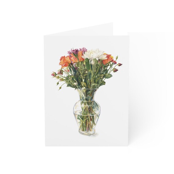 Botanical Bouquet Greeting Card, Floral Watercolor Art Card, Mixed Flower Blank Note Card, Botanical Illustration, Garden Flower Stationery, Bill Shew wall art print