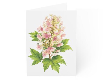 Oakleaf Hydrangea Card, Digital Art Print, Botanical Card, Blank Inside