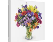 Colorful Wildflower Bouquet Botanical Art Classic Stretched Canvas, framing detail (Bill Shew)