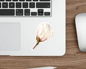 Watercolor Magnolia Blossom Sticker, Pink & White Floral Decal, detail view (Bill Shew)