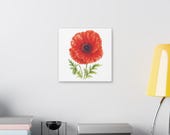 Red Oriental Poppy Botanical Art Classic Stretched Canvas | Floral Wall Decor, detail view (Bill Shew)