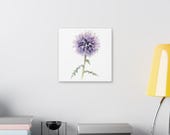 Purple Globe Thistle Botanical Art Classic Stretched Canvas | Wildflower Wall Decor, detail view (Bill Shew)