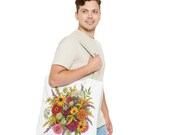 Wildflower Bouquet Tote Bag | Colorful Floral Shoulder Bag (100% Polyester), alternate view (Bill Shew)