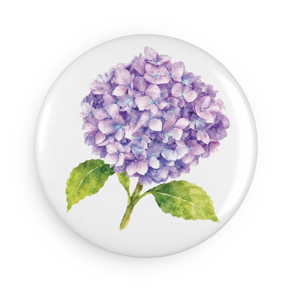 Purple Hydrangea Magnet, Watercolor Flower Magnet, Botanical Fridge Magnet by Bill Shew