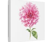Pink Dahlia Botanical Art Classic Stretched Canvas | Floral Wall Decor, framing detail (Bill Shew)