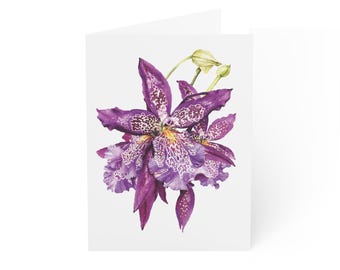 Purple Speckled Orchid Card, Digital Art Print, Botanical Card, Blank Inside
