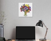 Colorful Wildflower Bouquet Botanical Art Classic Stretched Canvas, alternate view (Bill Shew)