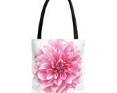 Gazania Watercolor Tote Bag, Botanical Floral Canvas Bag, Orange Yellow Flower Tote, detail view (Bill Shew)