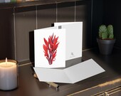 8 cards - Red Canna Lily Greeting Card, Canna Botanical Watercolor, Tropical Flower Art, alternate view (Bill Shew)
