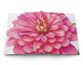 Pink Zinnia Hardcover Journal | Watercolor Floral Notebook, Lined Pages, detail view (Bill Shew)