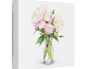 Pink Peony Bouquet Botanical Art Classic Stretched Canvas | Watercolor Floral Wall Decor, detail view (Bill Shew)