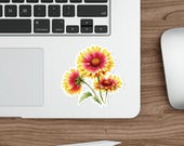 Gaillardia Sticker, Blanket Flower Die Cut Sticker, Red Yellow Floral Sticker, detail view (Bill Shew)