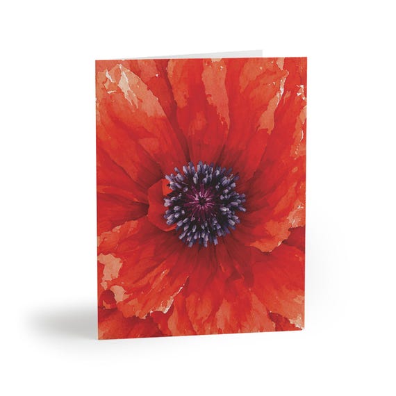 Red Poppy Watercolor Greeting Card, Botanical Floral Art (Pack of 8, 16, or 24) Red Poppy Watercolor Greeting Card, Botanical Floral Art (Pack of 8, 16, or 24) by Bill Shew