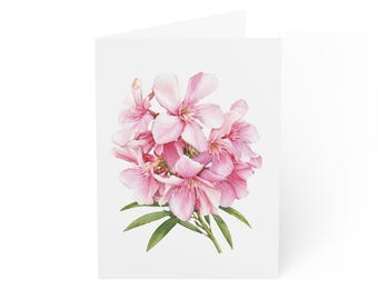 Blush Oleander Card, Digital Art Print, Botanical Card, Blank Inside