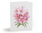 8 cards - Pink Oleander Botanical Watercolor Greeting Card, Floral Note Card by Bill Shew