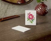 Pink Rose Greeting Card, Magenta Garden Rose Digital Art Print, Botanical Card, Blank Inside for Any Occasion, detail view (Bill Shew)