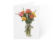 Rose and Ranunculus Greeting Card, Botanical Floral Card, Watercolor Bouquet, Blank Note Card, Garden Flower Stationery, Floral Gift Card, Bill Shew wall art print