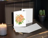 8 cards - Peach Ixora Botanical Watercolor Greeting Card, Coral Floral Illustration, alternate view (Bill Shew)
