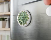Succulent Magnet, Echeveria Magnet, Watercolor Plant Magnet, Botanical Fridge Magnet, alternate view (Bill Shew)
