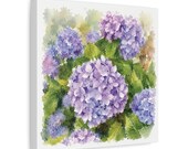 Purple Hydrangea Canvas Print, Blue Hydrangea Digital Art Print, Botanical Wall Art, Canvas Wall Decor, detail view (Bill Shew)